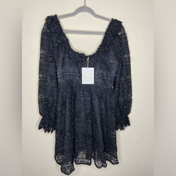 NWT Alamour Sierra Mini Black Dress Lace Size L - Picture 9 of 14
